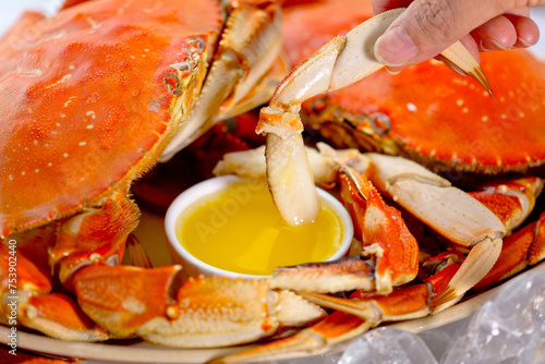 Culinary Delight: 4K Ultra HD Image of Cooking Dungeness Crab in Cast Iron Pot