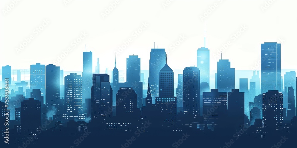 A city skyline with a blue sky background A city skyline with a blue sky background