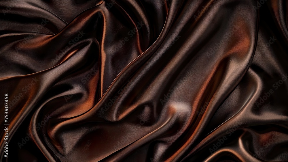 Fototapeta premium Dark brown silk. Abstract background. Generated AI