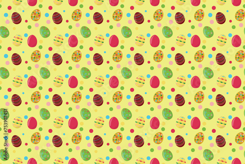 Seamless vector pattern Easter Eggs ornament Endless texture for spring design decoration print fabric greeting cards posters invitations advertisement Yellow background Wrapping paper