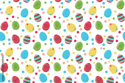 Fototapeta Naklejka Na Ścianę i Meble -  Seamless vector pattern Easter Eggs ornament Endless texture for spring design decoration print fabric greeting cards posters invitations advertisement Isolated background