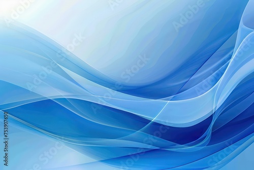 blue background featuring waves and a curved shape