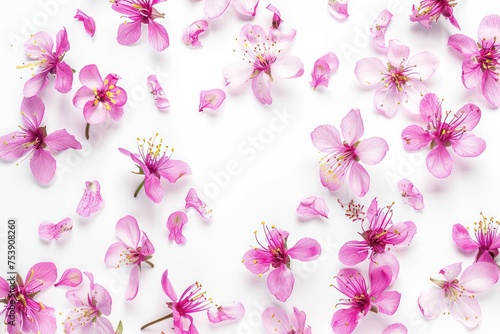 pink flower in free motion isolated on white background