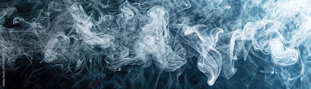 Fototapeta premium Abstract swirling smoke pattern on a dark blue background