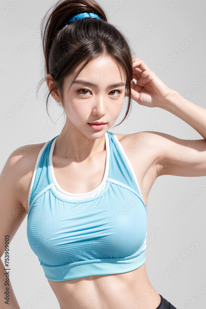 Gorgeous Young Female Sports Model - Active Woman - Beauty with Perfect Fine Features - Beautiful Smooth Hair - Model for Sportswear Gorgeous Young Female Sports Model - Active Woman - Beauty with Perfect Fine Features - Beautiful Smooth Hair - Model for Sportswear