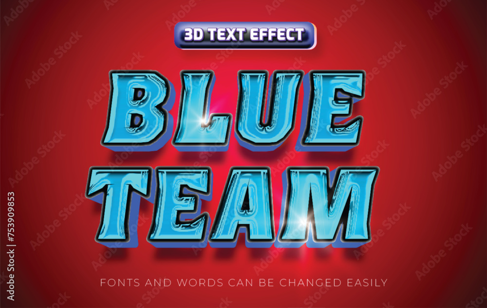 Blue team sports 3d editable text effect syle Blue team sports 3d editable text effect syle