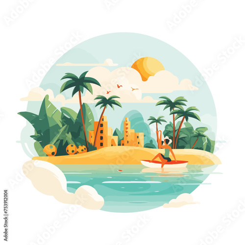 Summer Postcard concepts Flat vector illustration is