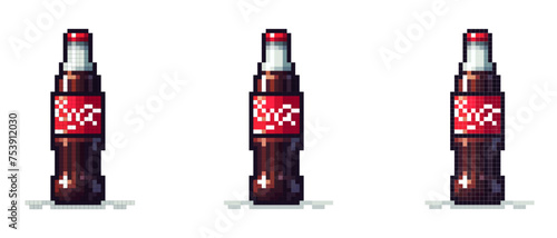 Vector pixel icon of drink bottle on white background