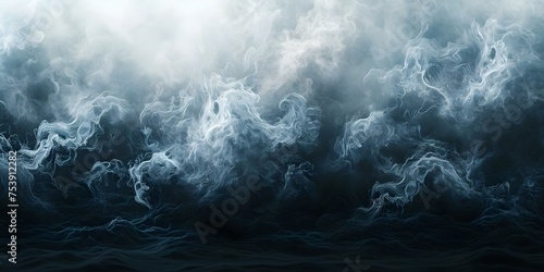 Dynamic Black Watercolor Backdrop: Swirling Stormy Waves and Misty Haze. Concept Abstract Art, Watercolor Painting, Black Background, Creative Design, Swirling Waves