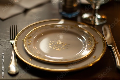 Table Set With Plate, Silverware, and Wine Glass