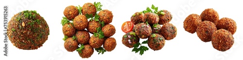 Set of falafel balls isolated on transparent background photo