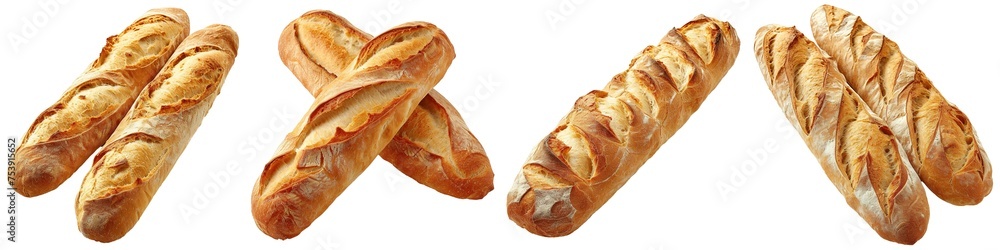 Set of french baguettes isolated on transparent background Set of french baguettes isolated on transparent background