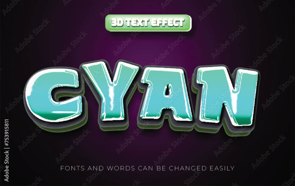 Cyan light 3d editable text effect style Cyan light 3d editable text effect style