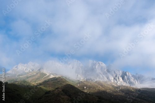 cantabrian mountains covered in a typical thin cloud photo