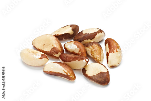 Nutty Delight: 4K Ultra HD Image of Raw Brazil Nuts on White Background
