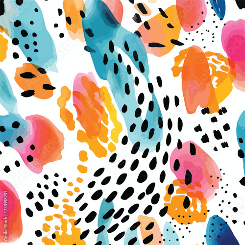 Watercolor seamless pattern with beautiful bright ab