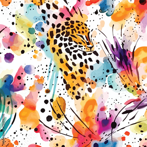 Watercolor seamless pattern with beautiful bright ab