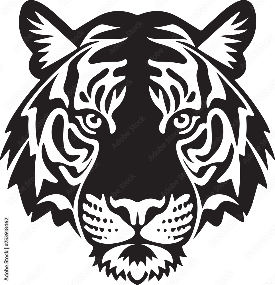 Tiger face silhouette vector illustration