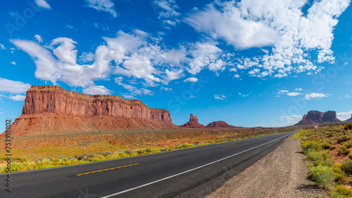 Scenic Desert Journey: 4K Ultra HD Image of Highway 163 Panorama near Monument Valley