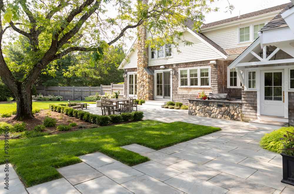 Summer Landscape backyard of contemporary Home patio outdoors Summer Landscape backyard of contemporary Home patio outdoors