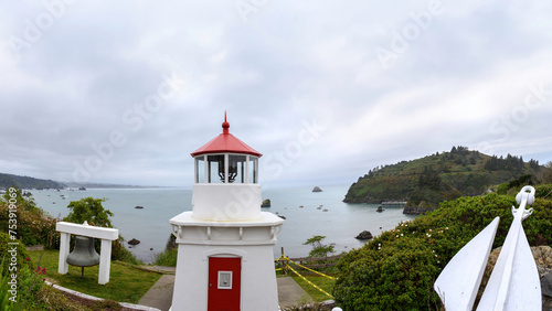 Coastal Beauty: 4K Ultra HD Panoramic View of Lighthouse in Trinidad, CA, USA photo