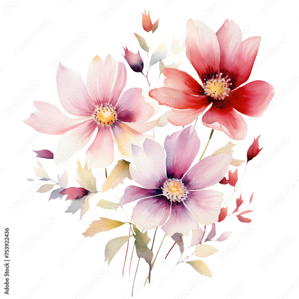 Vibrant Botanical Watercolor Composition