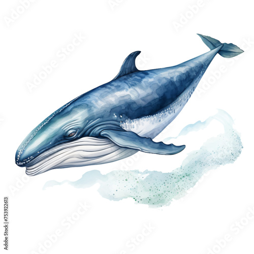 Graceful Whale Watercolor Illustration © Hanna
