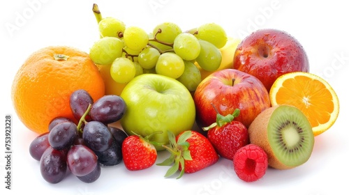 Assorted fruits for Healthy diet food concept isolated on white background. AI generated image