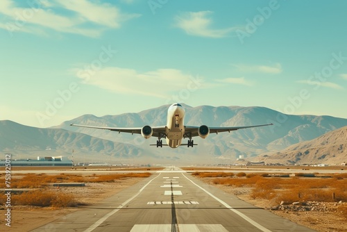 Airplane Taking Off From Airport Runway