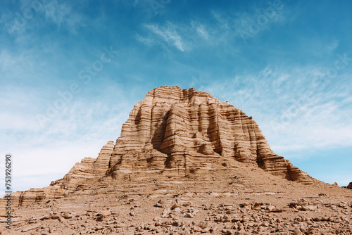 Majestic Sandstone Butte under Blue Sky