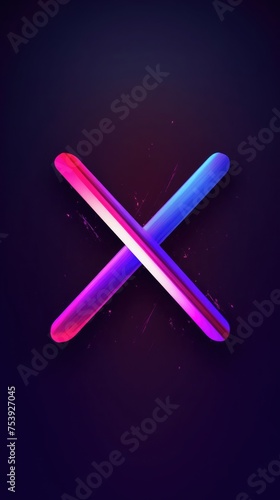The letter X. Vibrant crossed lines on a dark cosmic background, digital wallpaper with neon glow