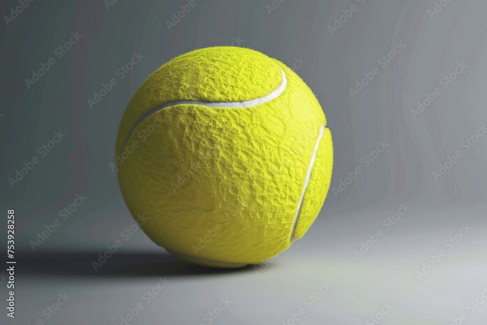 Yellow Tennis Ball on Gray Background