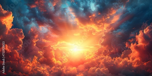 Sunsetilluminatescloudscreatingaheavenlyabstractburstingwithhopeandbeauty. Concept Nature, Sunset, Clouds, Abstract, Hopeful © Ян Заболотний