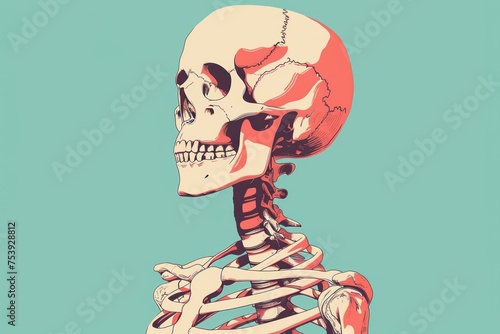 Skeleton With Blue Background photo