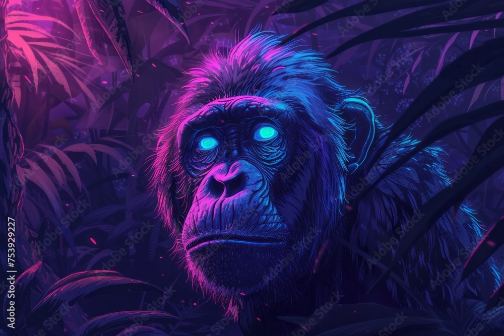 Glowing-eyed Monkey in the Jungle Glowing-eyed Monkey in the Jungle