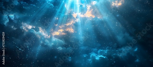 Divine Light Beams Blessing the Cosmos  To convey a sense of divine presence  spiritual illumination  and otherworldly beauty in a digital art context