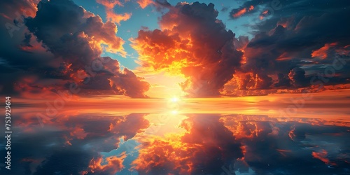 A Stunning Sunset with Billowing Clouds: A Heavenly Abstract of Hope. Concept Sunset Photography, Cloudscape, Hopeful Abstracts, Heavenly Nature Scenes, Inspirational Skies © Ян Заболотний