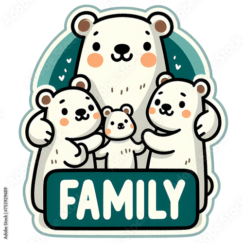 Bear Family: Adorable Clipart Design with sign Family