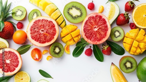 Assorted fruits for Healthy diet food concept isolated on white background. AI generated image
