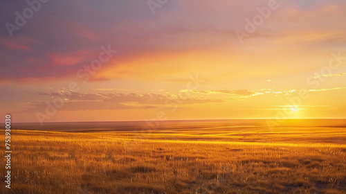 Beautiful natural sunset landscape in the summer time - AI Generated © Curva Design
