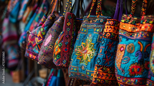 colorful bags for sale at market