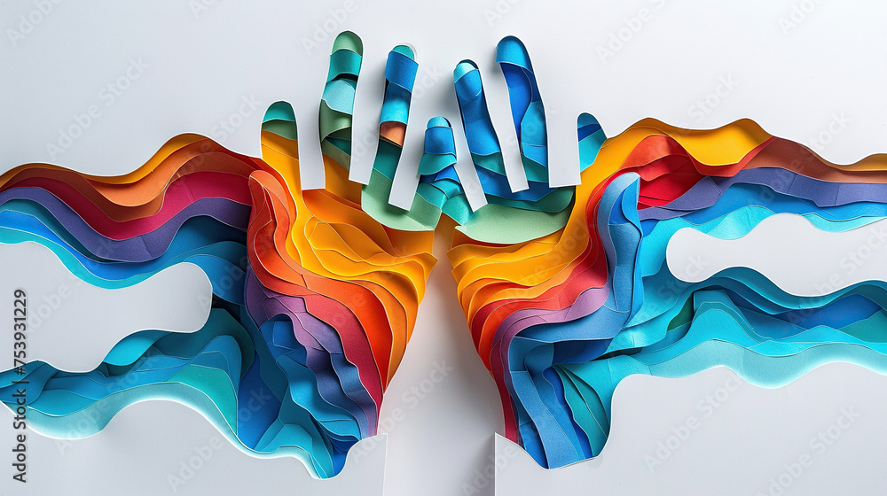 Autism Awareness Day, colorful hands illustration,banner or poster , 2 ...