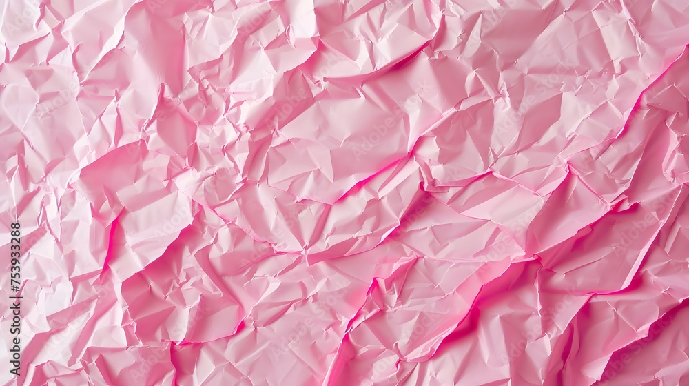 Pastel pink crumpled wrinkled paper texture background. Abstract pink color vertical background
