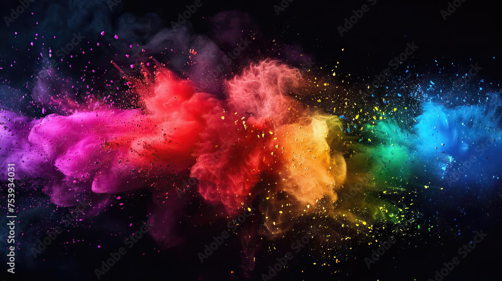 abstract multicolored powder splatted background - AI Generated abstract multicolored powder splatted background - AI Generated