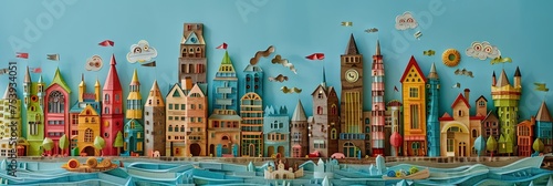 Paper quilling cityscape skyline