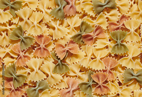 Quadro em tela background of colorful pasta farfalle