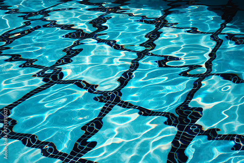 Sunny pattern on the water in the pool photo