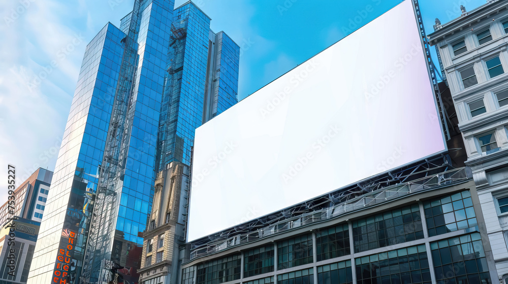 Naklejka premium blank billboard on the sides of buildings - AI Generated
