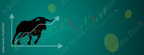 bullish market trend in cryptocurrency. Trade exchange banner background design. vector illustration