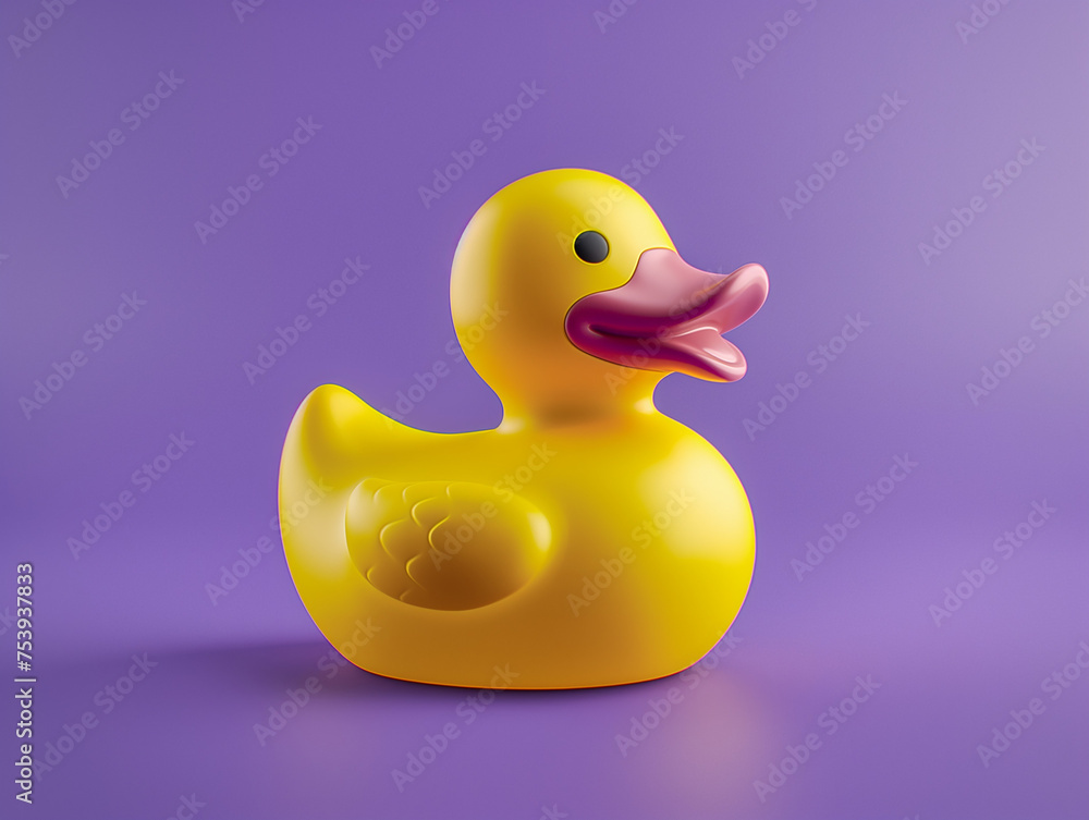 Yellow duck on purple background Yellow duck on purple background